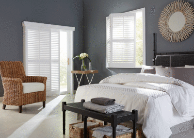white painted composite shutters