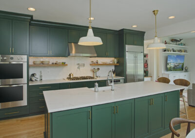 vibrant green kitchen cabinetry